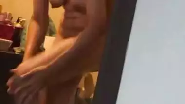 Open door bathing of cute Indian college sister