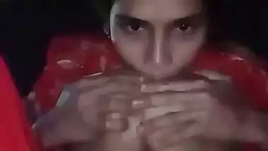 Horny girl boob press and naked fingering