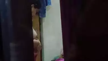 Sexy ass mom dress change caught by son from next room