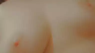 Brown hair girl cute boobs showing selfie MMS